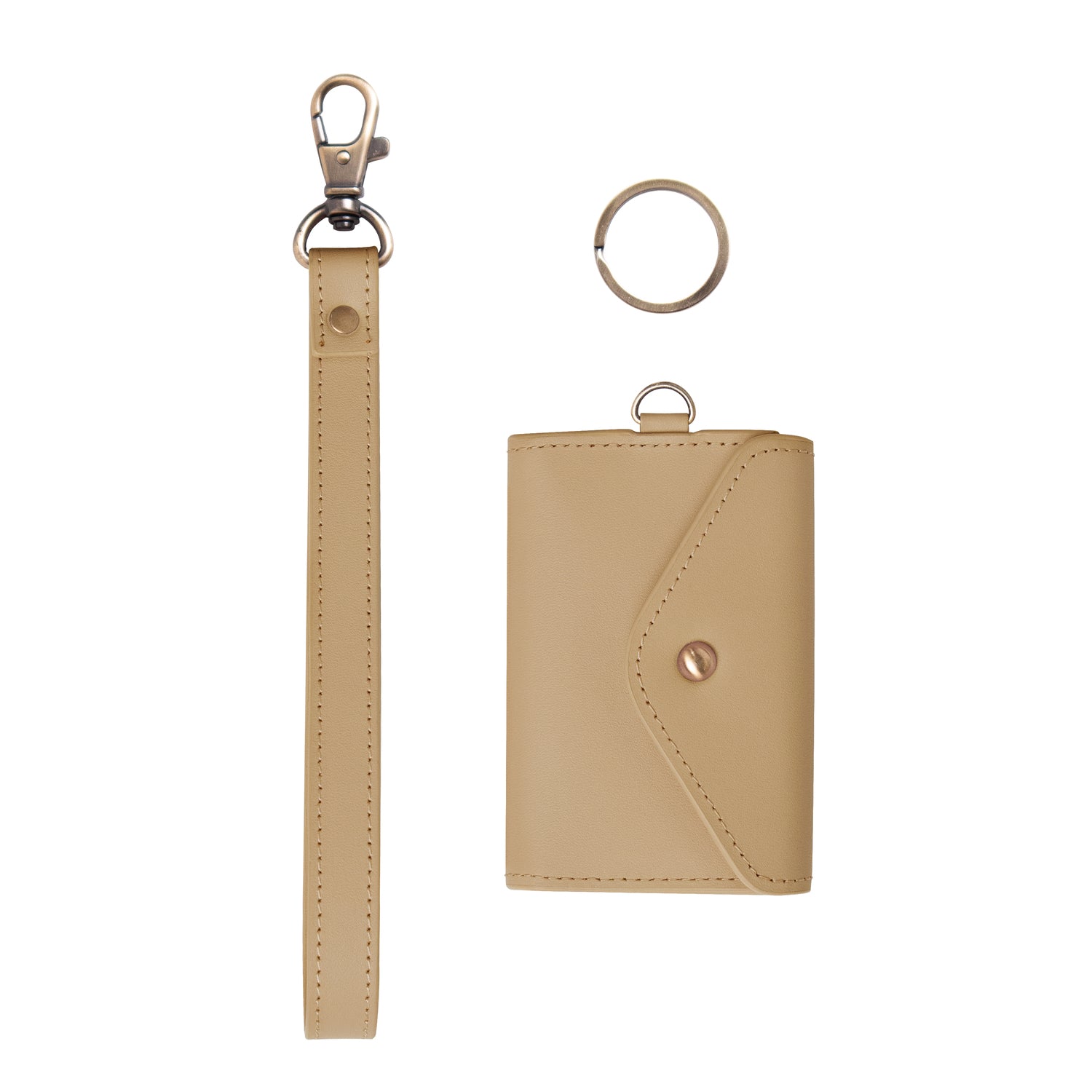 Men's Leather Key Wallet Waist Hanging Key Purse Peanut