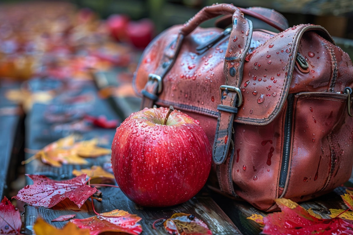 water on leather bag